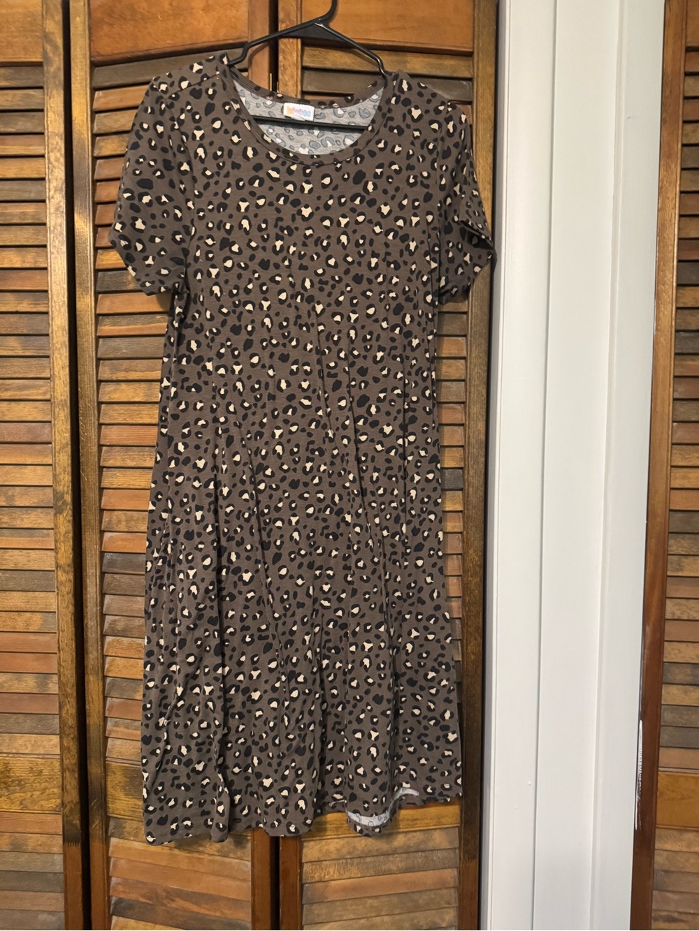 Brown Leopard Print Short Sleeve Dress